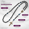 Saint Michael Black Lava Stone Beads with Blue Tiger Eye Beads Rosary Necklace for Men's Nazareth Store