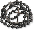 Black Tiger Eye & Lava Stone 9mm Beads Rosary Necklace with Black Alloy Cross Nazareth Store