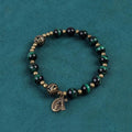 Green Tiger Eye Rosary Bracelet with Metal Separators Miraculous Medal and Cross Nazareth Store