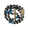 Miraculous Black Lava Stone Beads with Blue Tiger Eye Beads Rosary Necklace for Men's Nazareth Store