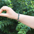 Green Tiger Eye Rosary Bracelet with Metal Separators Miraculous Medal and Cross Nazareth Store