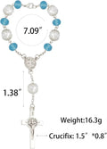 Nazareth Store Blue One Decade Car Rosary with St. Benedict Medal & Rearview Mirror Charm - Nazareth Store
