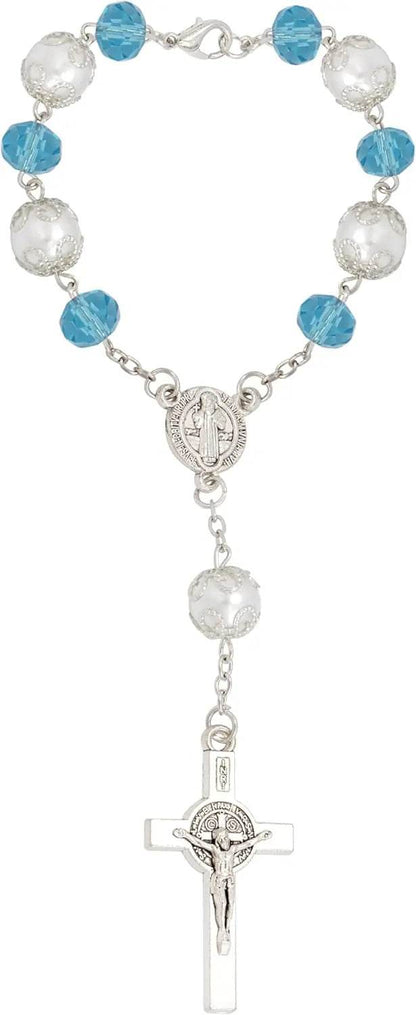 One Decade Car Rosary St. Benedict Medal & Rearview Mirror Charm - Nazareth Store