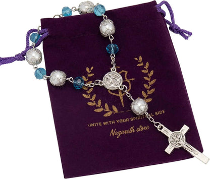One Decade Car Rosary St. Benedict Medal & Rearview Mirror Charm - Nazareth Store
