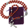 Nazareth Store Red Garnet Stone Rosary Necklace – Miraculous Medal & Silver Crucifix - Nazareth Store