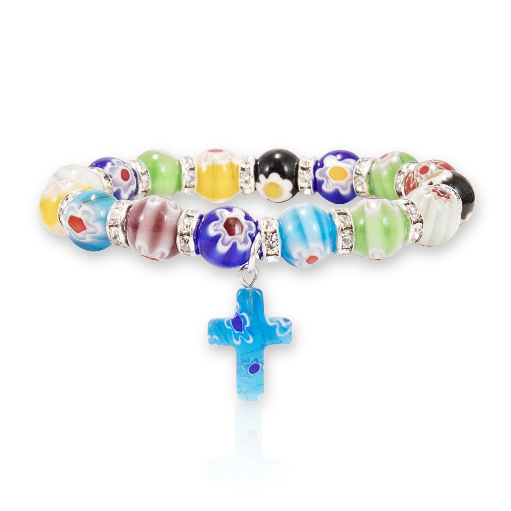 Colorful Agate Stone Beads Bracelet Rosary Hanging Cross Nazareth Store