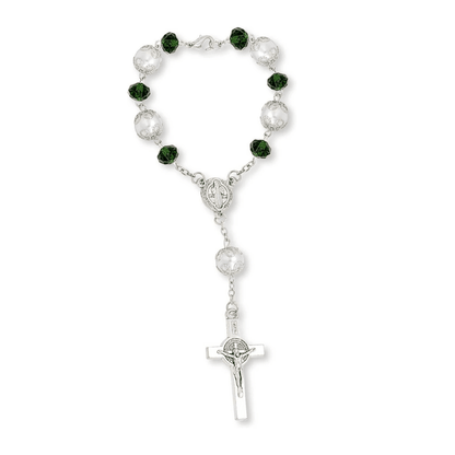 One Decade Green Car Rosary St. Benedict Medal Hanging Pendant - Nazareth Store