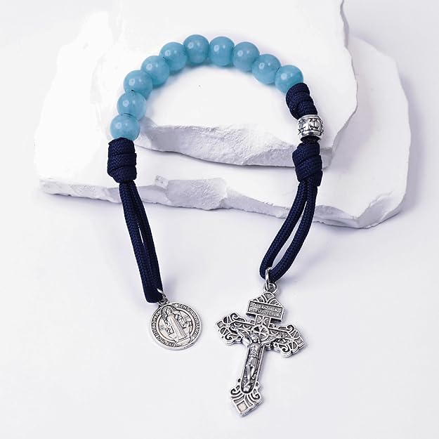 Aquamarine Paracord  Rosary Set 