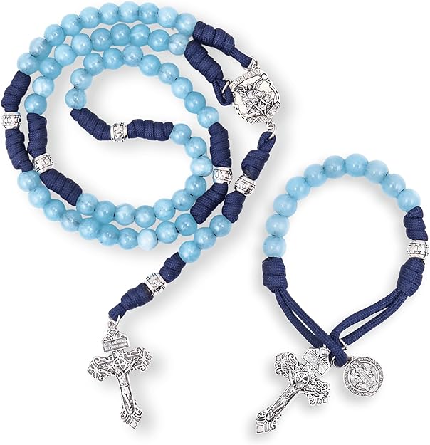 Aquamarine Paracord Rosary Set 