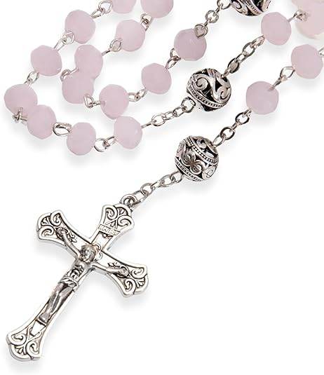 Crystal & Alloy Prayer Beads Rosary Necklace Miraculous Medal and Jesus Cross - Nazareth Store