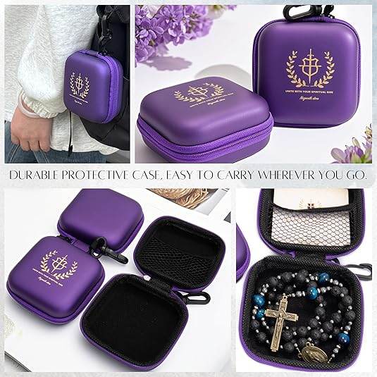 Men's Blue Tiger Eye Rosary with Lava Beads Saint Michael Medal & Cross – Gift Box Included - Nazareth Store