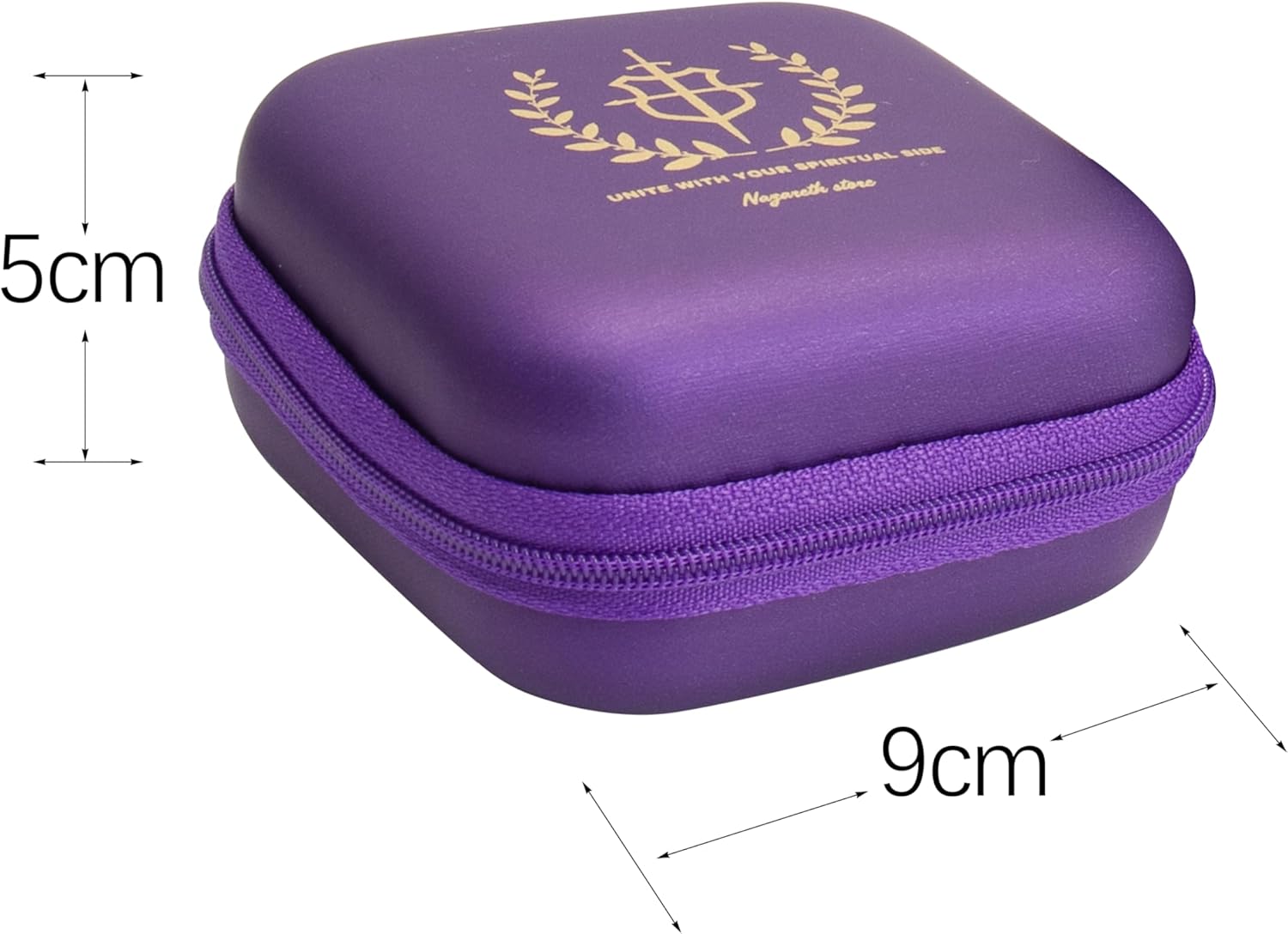 Purple Rosary Case Hard Shell Travel Pouch with Zipper and Clip Nazareth Store