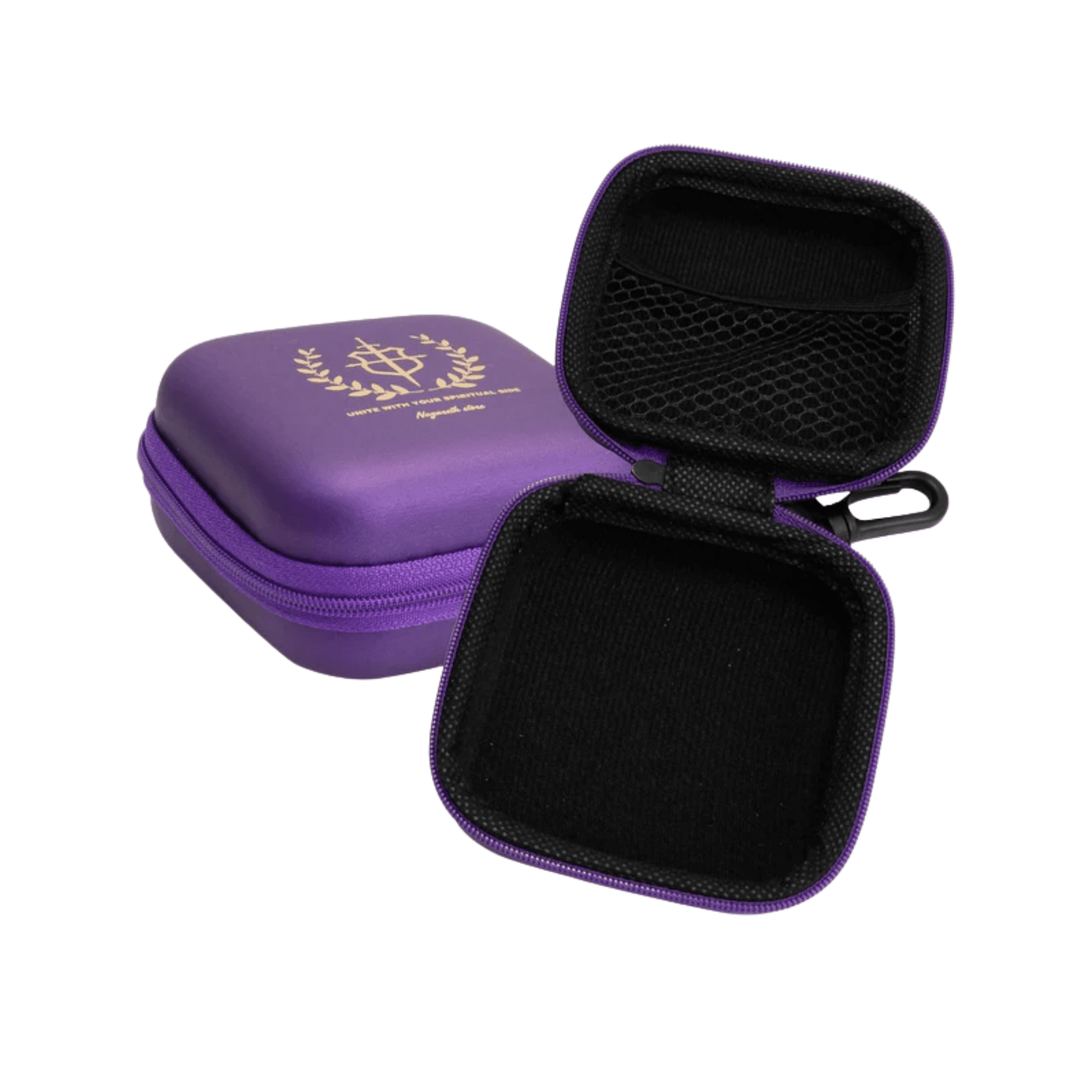 Purple Rosary Case Hard Shell Travel Pouch with Zipper and Clip - Nazareth Store