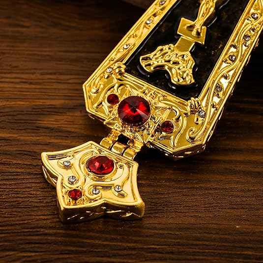 18K Gold Plated Grey Glaze Pectoral Cross Pendant Red Zircon Crucifix Necklace