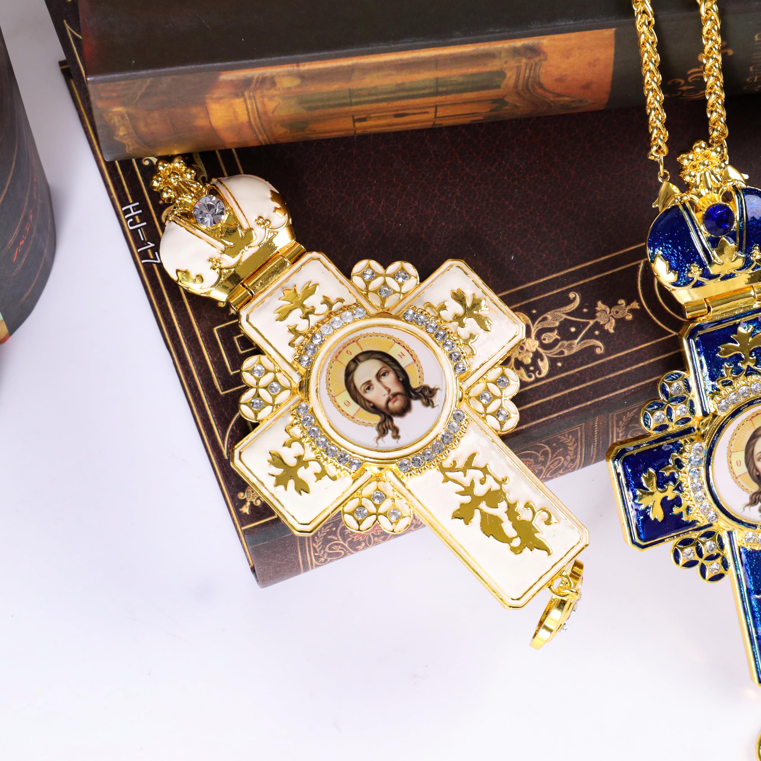 Orthodox White Enamel Gold Plated Cross Pendant is a striking symbol of Christian faith, designed with attention to detail and elegance. 