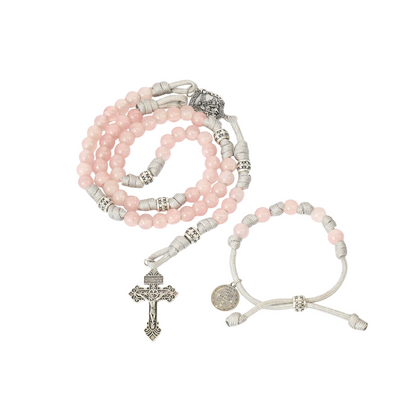Gemstone Rosary Beads Paracord Set St. Michael Necklace & St. Benedict 22" Nazareth Store