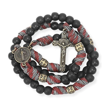 Black Matte Beads Rugged Paracord Rosary St. Benedict INRI Cross Strong Corded Necklace Nazareth Store