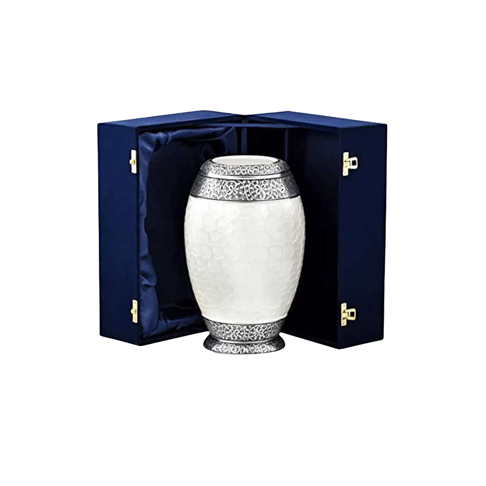 White Pearl Silver Cremation Urn Burial Memorial Nazareth Store