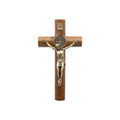 Walnut Wood Wall St. Benedict Cross Gold Jesus Wall Hanging Catholic Crucifix Nazareth Store