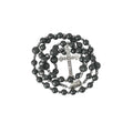 Black Matte Agate Beads Hematite Rosary Necklace Holy Soil & Cross Nazareth Store