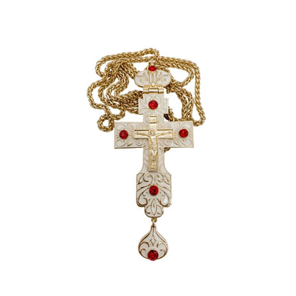 Priest Chain Pectoral Cross Pendant White Enamel Clergy Red Priest Bishop Necklace ...
