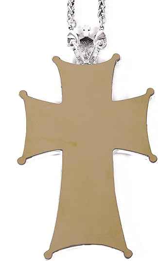 Antique Silver Cross Pendant White Stone Religious Necklace