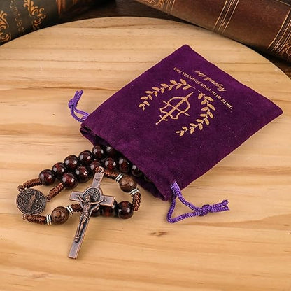 10mm dark red and 10mm Olive wood mystery beads, this rosary offers a bold, strong design that’s perfect for men.