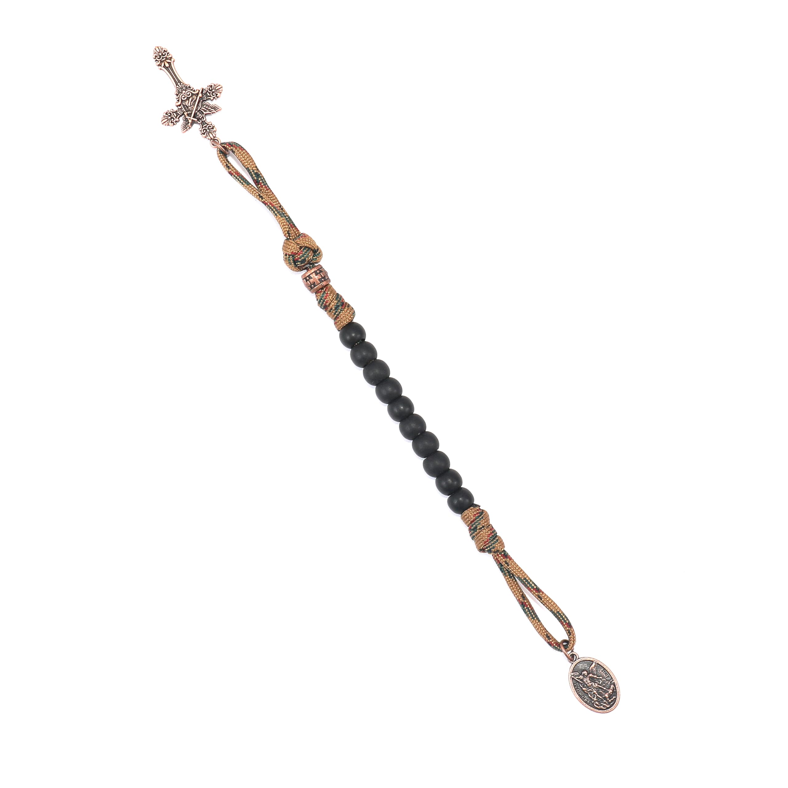 Antique Copper One Decade Paracord Rosary with St. Michael Medal & Archangel Cross