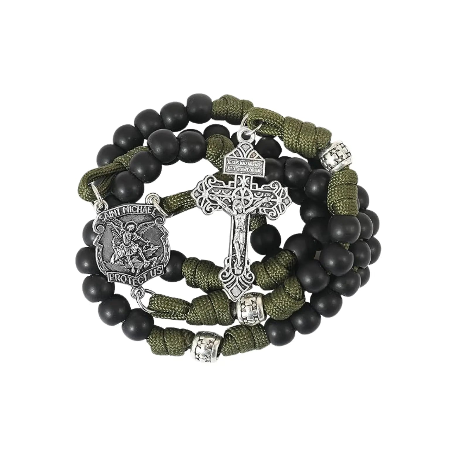 St. Michael Paracord Rosary Beads Rugged Rosary Necklace Strong Corded Catholic Pardon Crucifix Nazareth Store