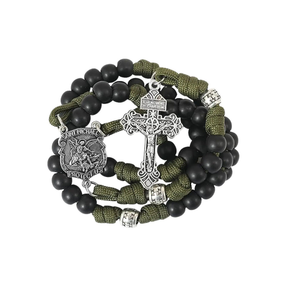 St. Michael Paracord Rosary Beads Rugged Rosary Necklace Strong Corded Catholic Pardon Crucifix Nazareth Store