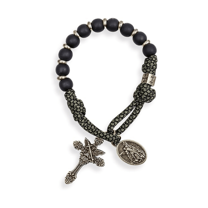 one decade paracord rosary with Saint Michael medal and cross