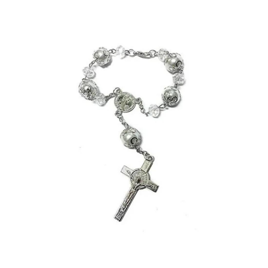 St Saint Benedict Car Rosary Transparent Glass Beads Car Rearview Nazareth Store
