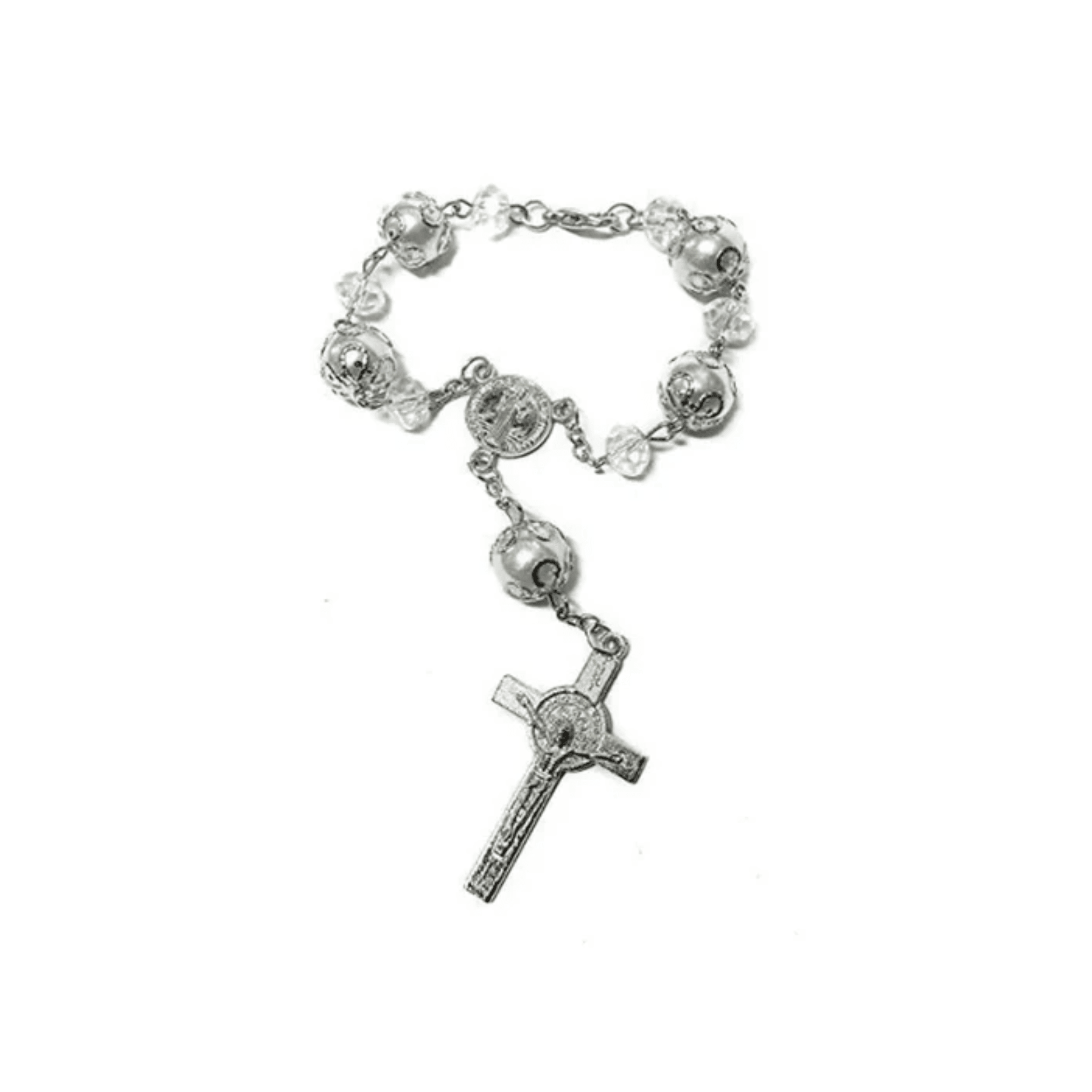 St Saint Benedict Car Rosary Transparent Glass Beads Car Rearview