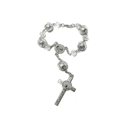 St Saint Benedict Car Rosary Transparent Glass Beads Car Rearview