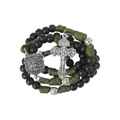 St. Michael Paracord Rosary Beads Rugged Rosary Necklace Strong Corded Catholic Pardon Crucifix - Nazareth Store
