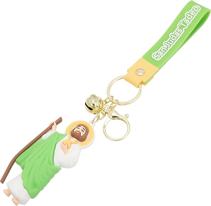 Yellow San Judas Tadeo Silicone Keychain Catholic Religious Key Ring Nazareth Store