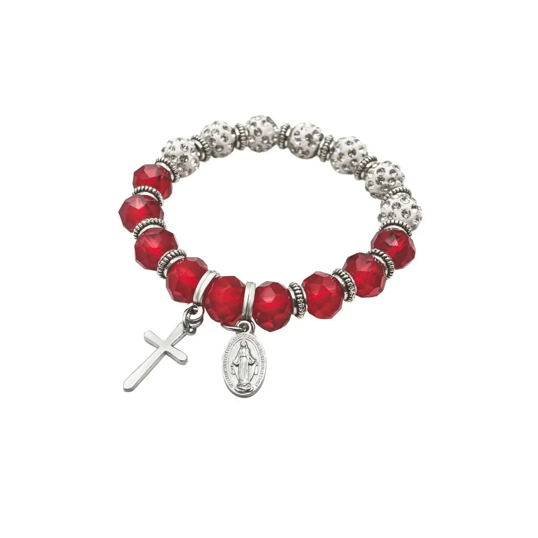 Womens Beaded Rosary Bracelet Crystal Beads Cross & Miraculous Medal Nazareth Store