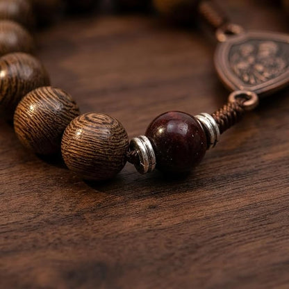 Handmade Wooden Beads Rosary Necklace with St. Joseph Medal & Crucifix Religious Gift - Nazareth Store 