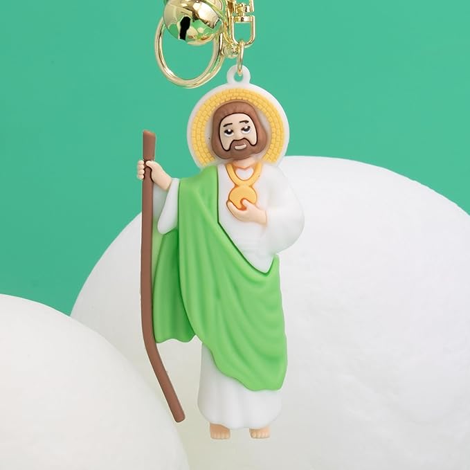 San Judas Tadeo Silicone Keychain Catholic Religious Key Ring for Bags, Cars & Accessories Nazareth Store