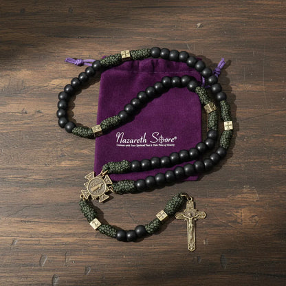 Rosario de Paracord de San Miguel, cuentas de bronce, Rosario con cordón, cruz de Jesús, 20"
