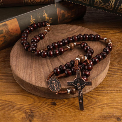 10mm dark red and 10mm Olive wood mystery beads.