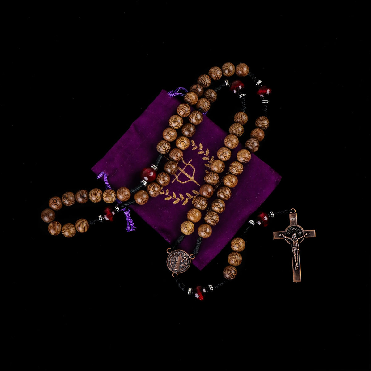 10mm olive wood beads and 12mm dark red wood mystery beads, this rosary offers a bold, strong design that’s perfect for men.