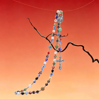 Millefiori Glass Catholic Rosary Miraculous Medal