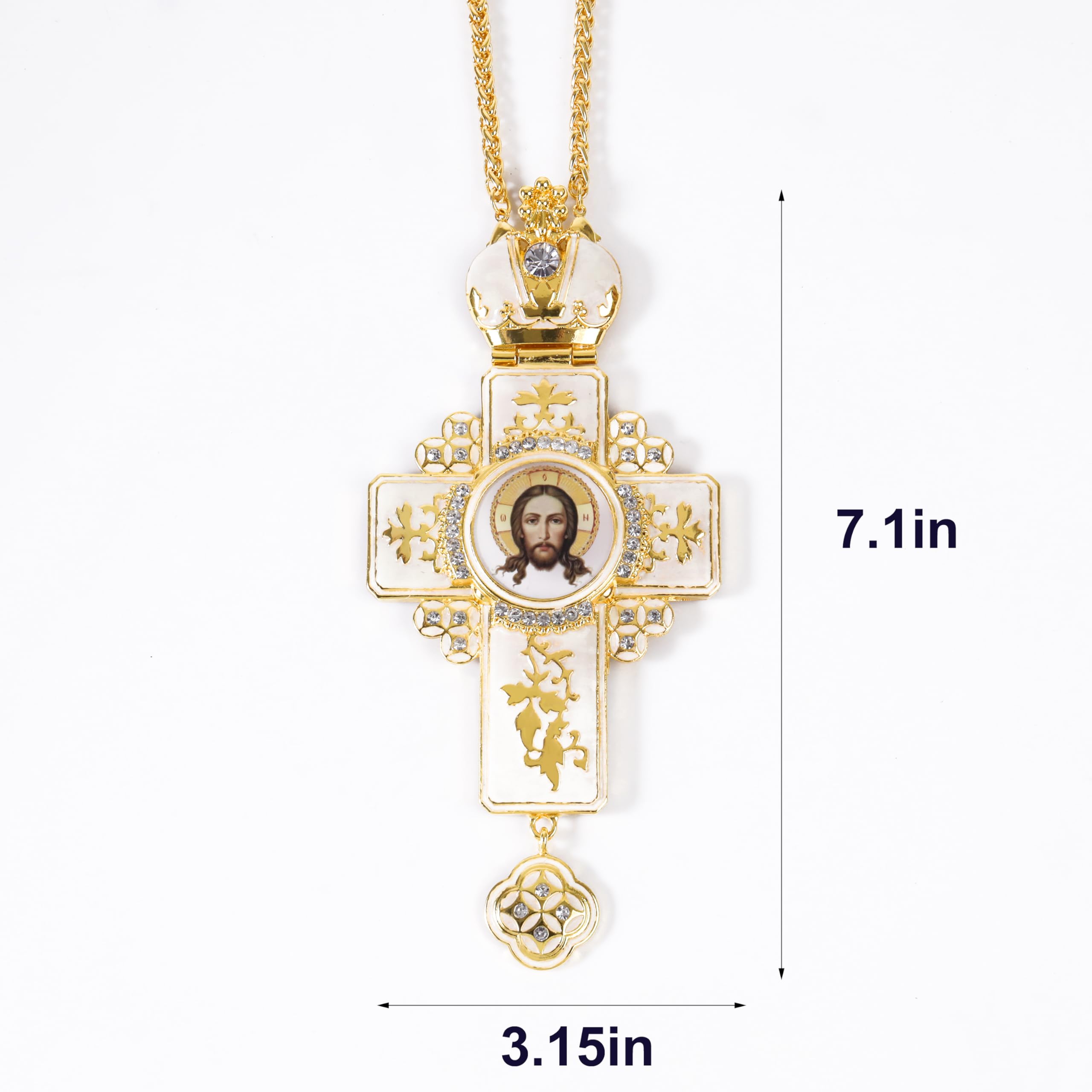 Orthodox White Enamel Gold Plated Cross Pendant is a striking symbol of Christian faith, designed with attention to detail and elegance.