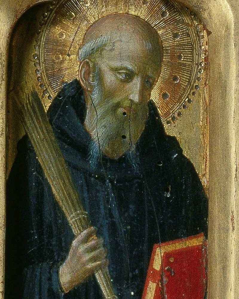 Saint Benedict holding his rule, painting by Fra Angelico