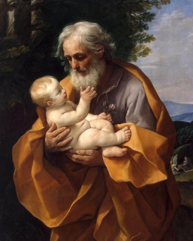St. Joseph holding the Infant Jesus, painting by Guido Reni