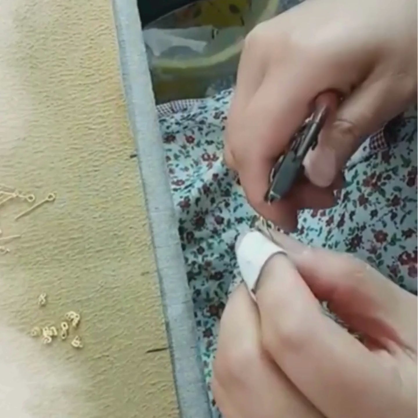 Load video: creation of rosaries, each rosary created by hand, shows different types of beads used by nazareth store
