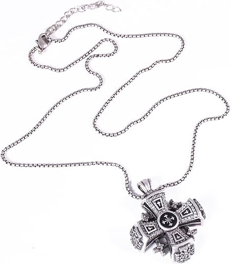 Crusaders Jerusalem Cross Pendant Necklace Gold Plating 18k Enamel Crystallized Stones