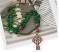 Green Jade Stone Beads Rosary Metal Beaded Prayer Rosary Celtic Cross Crucifix Nazareth Store