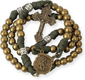 Bronze Beads Paracord Rosary St Michael Medal Pardon Jesus Crucifix 21